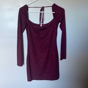 Lucy in the Sky Sparkly Maroon Bodycon Dress